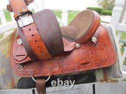 15'' Saddle King Of Texas Ozark Leather Co. Tooled Western Trail Saddle Sqh Bar