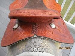 15'' Saddle King Of Texas Ozark Leather Co. Tooled Western Trail Saddle Sqh Bar