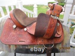 15'' Saddle King Of Texas Ozark Leather Co. Tooled Western Trail Saddle Sqh Bar