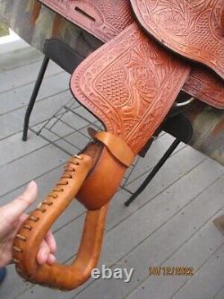 15'' Saddle King Of Texas Ozark Leather Co. Tooled Western Trail Saddle Sqh Bar