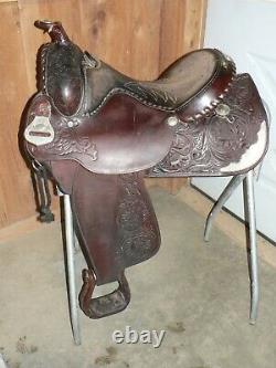15 Silver Royal Leather Western Show Trail Saddle withSilver