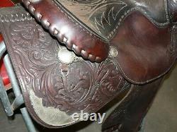 15 Silver Royal Leather Western Show Trail Saddle withSilver