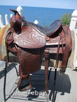 15'' Simco #8675 Brown Leather Western Trail Saddle Semi Qhb