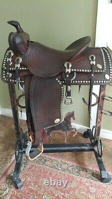 15 Simco Western Dotted Parade Saddle With Slick Seat