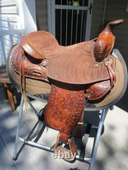 15'' Sqh Bars Western Saddlery Big W Western Floral Tooled Trail Saddle USA
