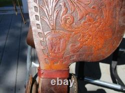 15'' Sqh Bars Western Saddlery Big W Western Floral Tooled Trail Saddle USA