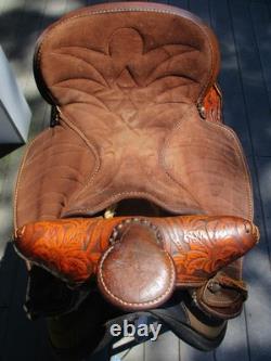 15'' Sqh Bars Western Saddlery Big W Western Floral Tooled Trail Saddle USA