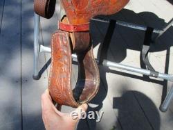 15'' Sqh Bars Western Saddlery Big W Western Floral Tooled Trail Saddle USA