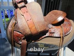 15'' Sqh Bars Western Saddlery Big W Western Floral Tooled Trail Saddle USA