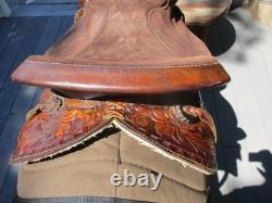 15'' Sqh Bars Western Saddlery Big W Western Floral Tooled Trail Saddle USA