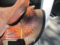 15'' Sqh Bars Western Saddlery Big W Western Floral Tooled Trail Saddle USA