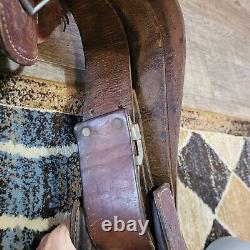 15'' Sunflower Tooled Leather Western Horse Saddle Brown Flowers