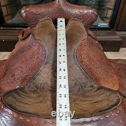 15'' Sunflower Tooled Leather Western Horse Saddle Brown Flowers