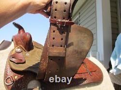 15'' TEXTAN HEREFORD TOOLED Brown leather equitation western saddle QHBARS 29LB