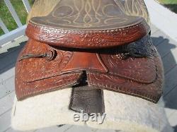 15'' TEXTAN HEREFORD TOOLED Brown leather equitation western saddle QHBARS 29LB