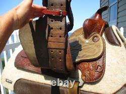 15'' TEXTAN HEREFORD TOOLED Brown leather equitation western saddle QHBARS 29LB