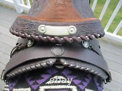 15'' TEXTAN HEREFORD TOOLED Brown leather western Equitation saddle QH BARS