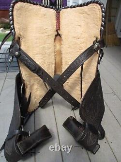 15'' TEXTAN HEREFORD TOOLED Brown leather western Equitation saddle QH BARS