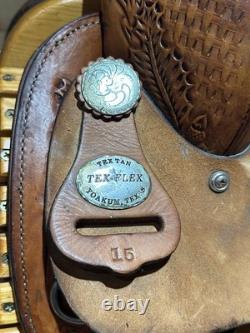 15 Tex Tan Tex-Flex Barrel Racing Western Saddle