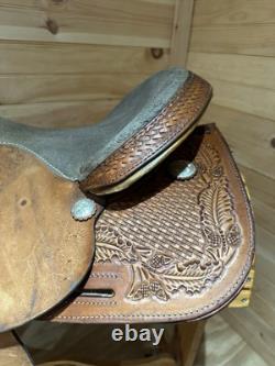 15 Tex Tan Tex-Flex Barrel Racing Western Saddle