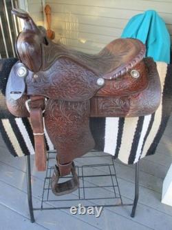15'' The American #1547 Fullquarter Horse Bars Western Trail Saddle 23.8 Lbs USA