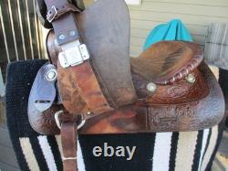 15'' The American #1547 Fullquarter Horse Bars Western Trail Saddle 23.8 Lbs USA