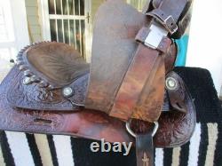 15'' The American #1547 Fullquarter Horse Bars Western Trail Saddle 23.8 Lbs USA