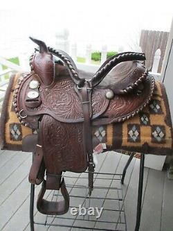 15'' VNTG SIMCO ARABIAN WESTERN TOOLED TRAIL SADDLE w MATCHING BREAST COLLAR
