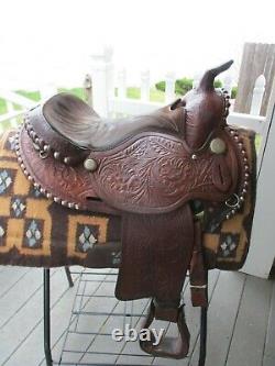 15'' VNTG SIMCO ARABIAN WESTERN TOOLED TRAIL SADDLE w MATCHING BREAST COLLAR