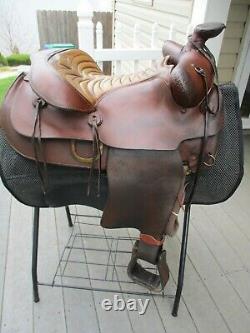 15'' Vintage #963 Bear Trap Roper Western Saddle Fqhb 35lb#