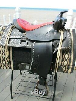 15 L. V. Vintage Black Diamond Western Parade Saddle. With Diamond studs.