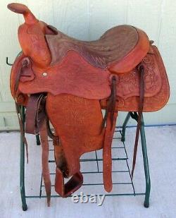 15'' Vintage Bona Allen Tooled Western Saddle with Saddle Blanket