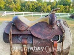 15 Vintage Circle Y Western Ranch Reining Saddle Fully Tooled