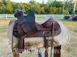 15 Vintage Circle Y Western Ranch Reining Saddle Fully Tooled