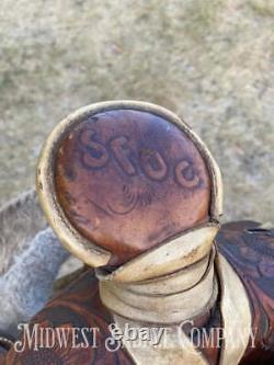 15 Vintage Circle Y Western Ranch Reining Saddle Fully Tooled