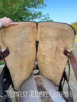 15 Vintage Circle Y Western Ranch Reining Saddle Fully Tooled