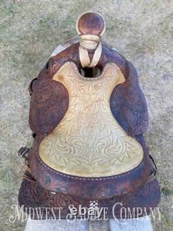 15 Vintage Circle Y Western Ranch Reining Saddle Fully Tooled