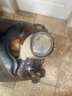 15 Vintage Circle Y Western Tooled With Silver