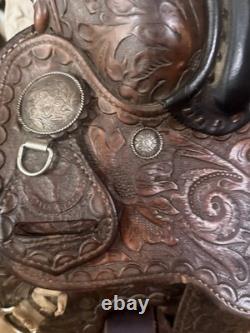 15 Vintage Circle Y Western Tooled With Silver