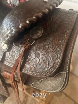 15 Vintage Circle Y Western Tooled With Silver
