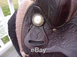 15'' Vintage Circle-Y tooled Leather Trail / Pleasure WESTERN Saddle #293 FQHB