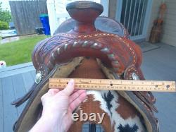 15'' Vintage Equitation Qh Bars Floral Tooled Silver Laced Western Saddle 38.4#