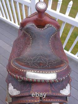 15'' Vintage Equitation Qh Bars Floral Tooled Silver Laced Western Saddle 38.4#
