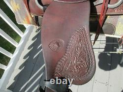 15'' Vintage Hereford Textan Roper Brown Leather Western Tooled Saddle Sqhb 32.2