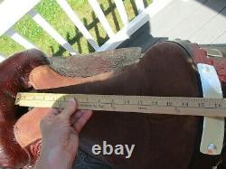 15'' Vintage Textan Brahma Brand Western Tooled Trail Saddle Qh Bars