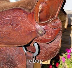 15 Vintage Western Pleasure Tooled Leather Horse Saddle
