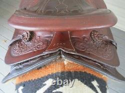 15'' Vintage Western Tooled Roper Ranch Saddle Fqh Bars 30lbs