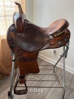 15 Western Barrel Saddle 6.5 gullet With Rodeo Drive Swarovski Crystal Conchos