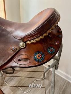 15 Western Barrel Saddle 6.5 gullet With Rodeo Drive Swarovski Crystal Conchos