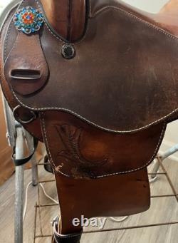 15 Western Barrel Saddle 6.5 gullet With Rodeo Drive Swarovski Crystal Conchos